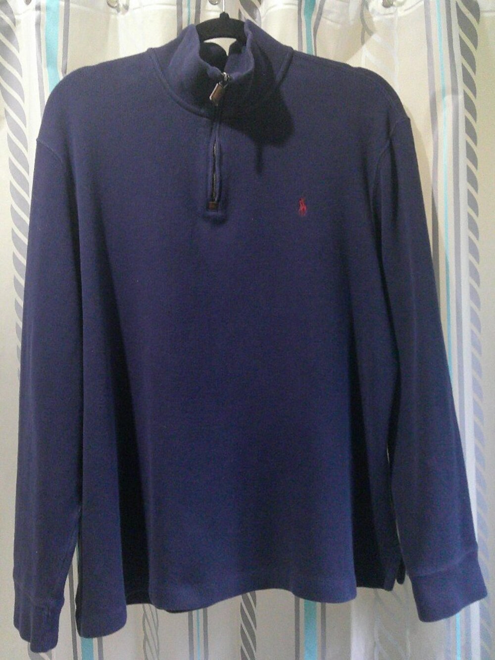 "Polo Ralph Lauren" Estate Rib 1/4 Zip Pullover Sweater n Cruise Navy Man XL